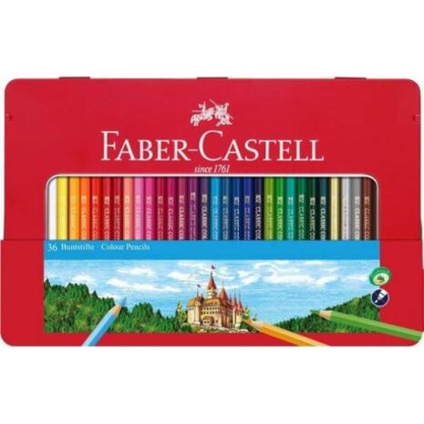 Κασετίνα μεταλλική με ξυλομπογιές FABER CASTELL συσκευασία (36 τεμάχια)